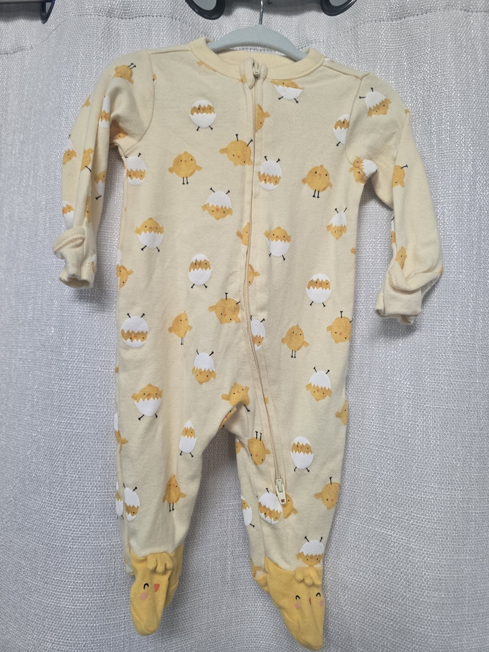 Old Navy Yellow Chick Print Footed One-Piece Baby Pajamas 0-3M